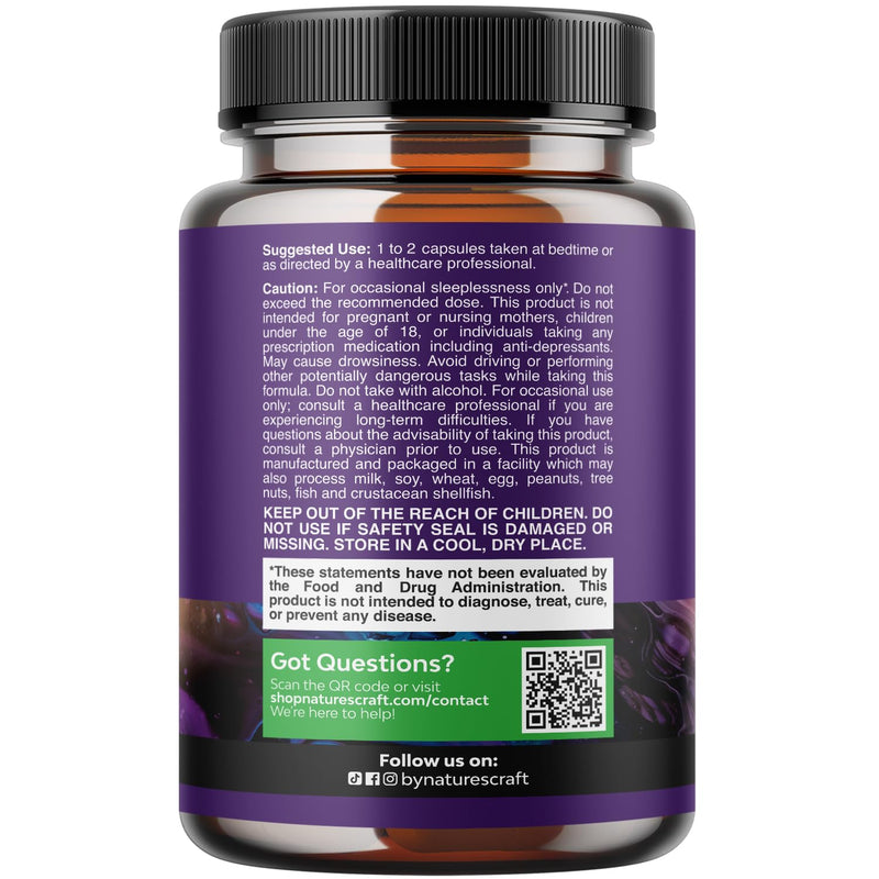 Sleep Support Capsules with Magnesium L-Theanine & GABA - 60 Count | Non-addictive sleep formula with herbal ingredients to support healthy rest & relaxation