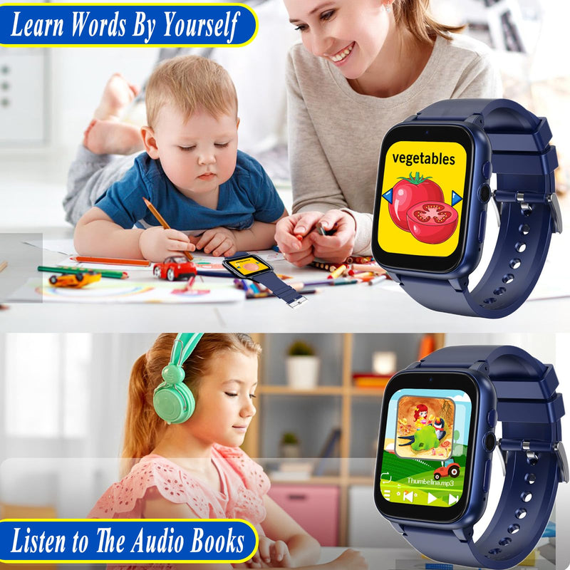 Smart Watch for Kids, Girls Boys Smartwatch with 26 Games Camera Video Recorder and Player, Pedometer Calendar Flashlight, Audio Book etc.,Toys Gifts for 4-12 Years Children (Blue) Casual