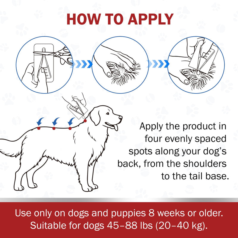 Flea and Tick Prevention for Dogs, Large Dog Flea, Tick & Mosquito Control, Repellent, 44-88lbs, 24-Hour Protect, 3-Month Supply, Flea Supplements for Dogs