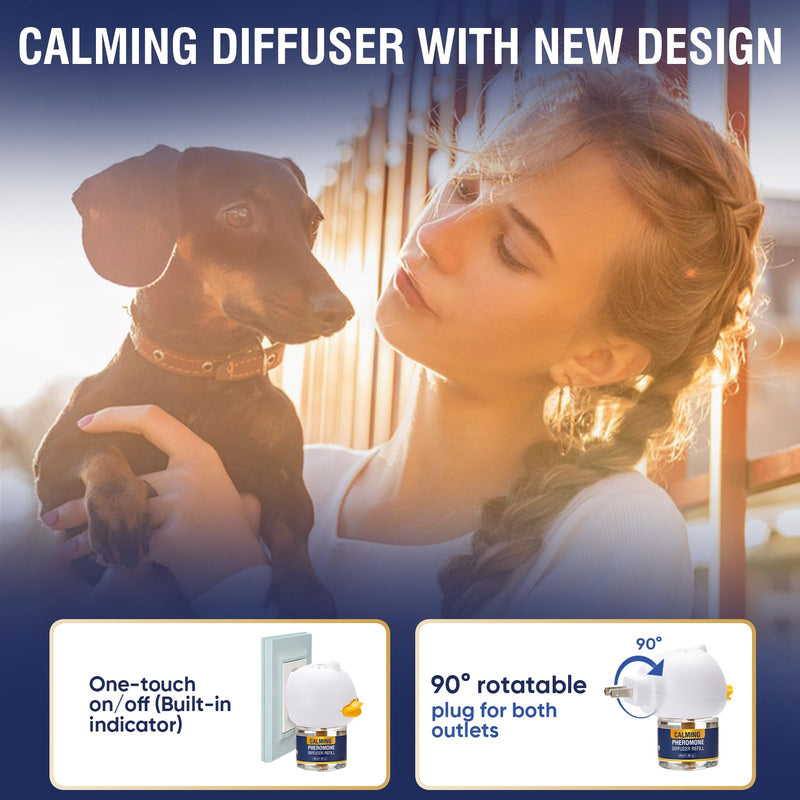 Dog Calming Pheromones Diffuser 6 in 1 Kit Appeasing Pheromone Diffuser to Calm (2 Plug in+4 x48ml Refill) for Anxiety Relief Reduce Aggression Fighting Barking Stress 120 Day Supply(Tasteless) Tasteless