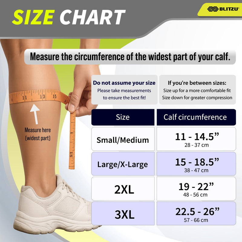 BLITZU Calf Compression Sleeve for Men & Women Footless Compression Socks Support Runners Leg Sleeve Shin Splints Pain Relief Black Small/Medium - BeesActive Australia