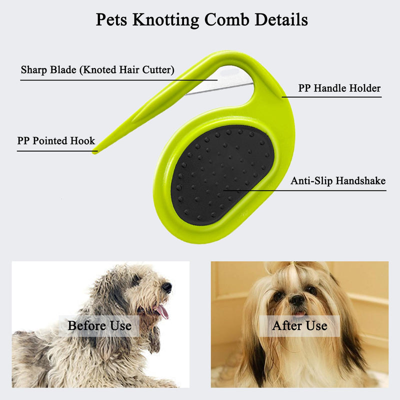 Pet Knotting Comb, Knotting Comb for Dog, Knotting Comb for Cat, Pet Grooming Brush, Effective Pet Hair Clipper, Shedding Tool for Removing Knotted Hair, Green - BeesActive Australia