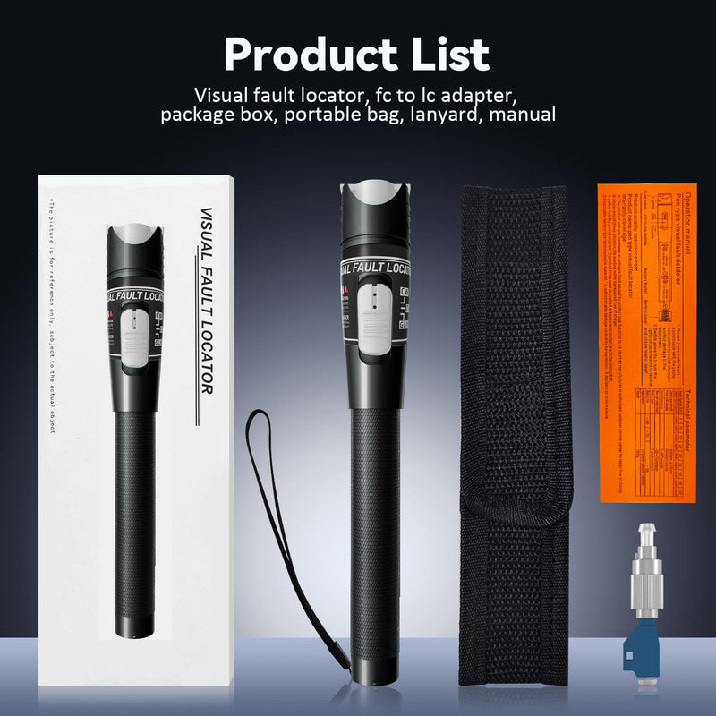 Visual Fault Locator - 80KM High-Power VFL Fiber Optic Tester Kit with FC/LC/SC/ST Compatibility - Single Mode 9/125μm for Long-Distance Fiber Testing 80 VFL + FC/LC Connector - BeesActive Australia