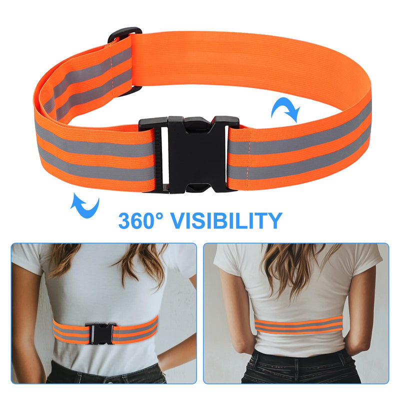 PATIKIL Adjustable Reflective Running Belt, Glow Pt Belt Sash for Cycling Red-Orange 1.9 Inch