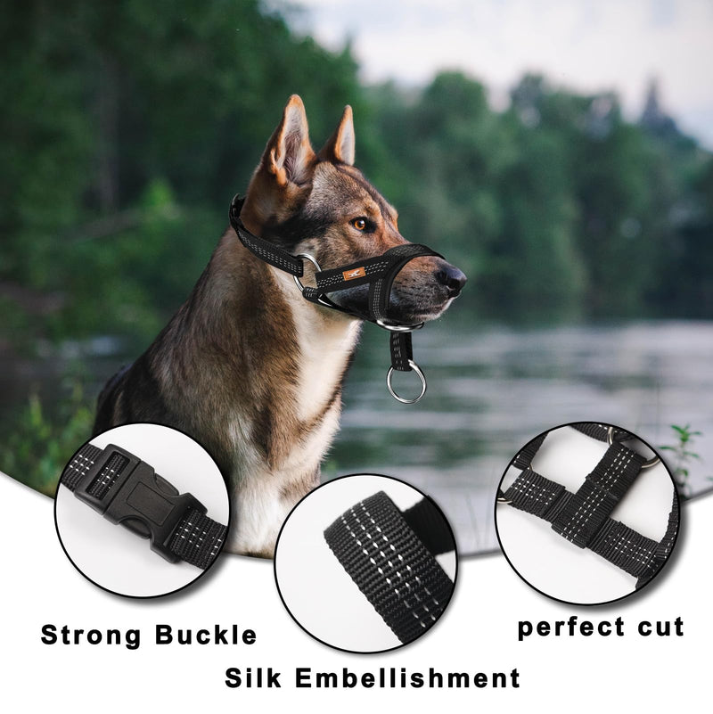 Dog Head Collar with Silk Thread, Soft and Adjustable Head Halter Collar for Small Medium Large Dogs in Striped Pattern(M,Blue) Blue - BeesActive Australia