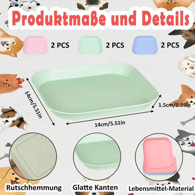 PWCTNT Cat Bowl, Pack of 6 Cat Feeding Bowls, Flat Cat Feeding Bowl, Square Cat Bowl, Colorful Cat Bowl Set, Simple Cat Bowl, Cat Plate, Cat Bowl for Kittens and Short-Legged Cats - BeesActive Australia
