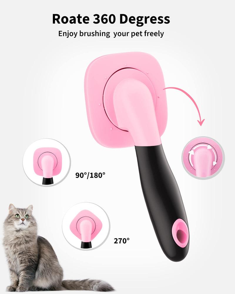 Glendan Dog Brush & Cat Brush- Slicker Pet Grooming Brush- Shedding Grooming Tools(Pink) Small Pink - BeesActive Australia
