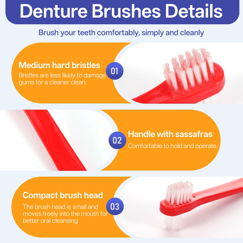 40Pcs Denture Brush, T-Shaped Denture Toothbrush Bulk, Dual Headed Firm Hard Bristle Toothbrush Denture Brushes for Cleaning Dentures,Denture Care (White & Turmeric & Red & Blue) - BeesActive Australia