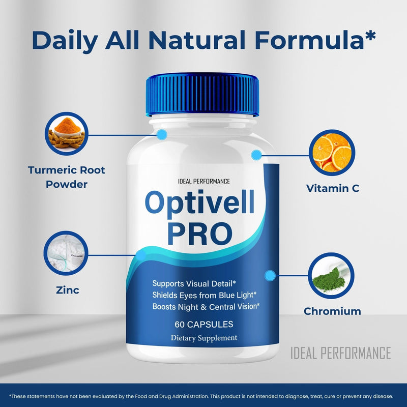 Optivell Eye Capsules, Optivell Pills Supplement - Maximum Strength, All Natural Visual Wellness and Crystal Clear View, Advanced Formula Optivell Vision Support Reviews (60 Capsules)