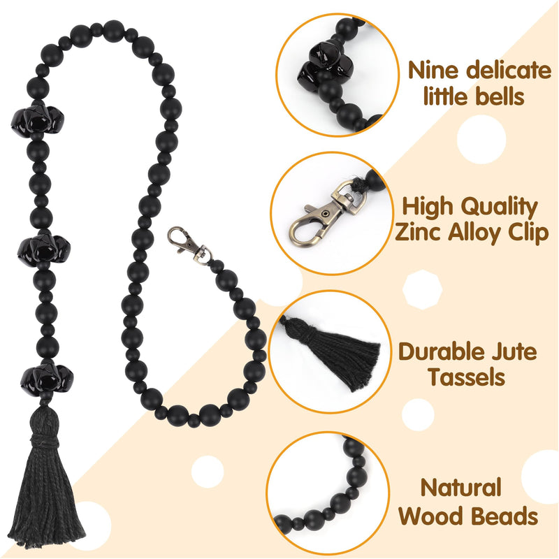 Meplait Dog Doorbells, Dog Doorbells for Potty Training, Adjustable Hanging Door Bell with 9 Bells Dog Bells to Go Outside for Small Medium Large Dogs (Black) Black - BeesActive Australia
