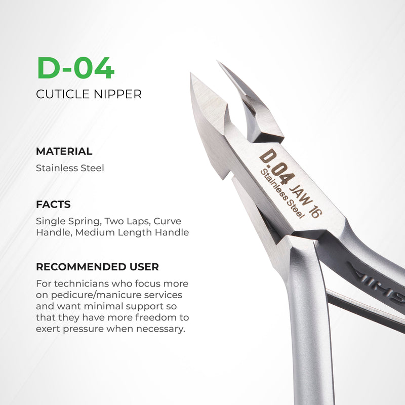 NGHIA Cuticle Nipper - D-04 JAW 12 | Stainless Steel | Durable and Sharp | Ergonomic Design | Grey Plated | Ideal for Salons and Home Use Jaw 12 (4.5 - 5.5 mm)