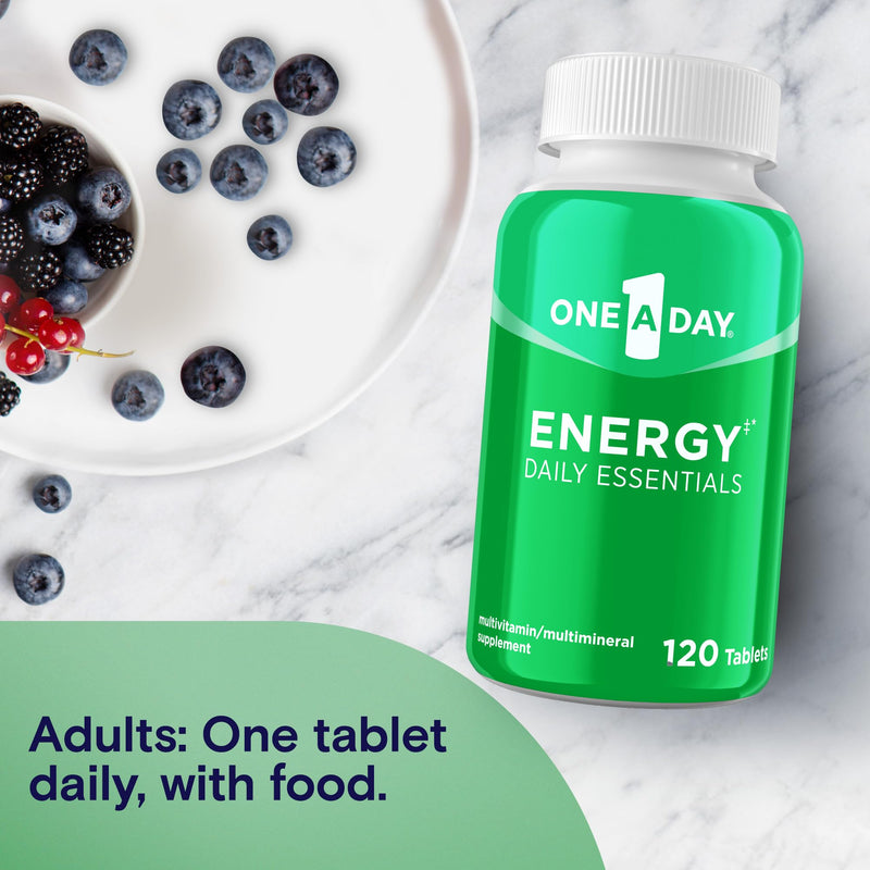 A Day Energy Daily Essentials Multivitamin, Energy Supplement to Support Mental Alertness and Immune Health with Vitamins A C, D, E, Zinc and Caffeine, 120 Count (Pack of 2) 120 Count (Pack of 2)