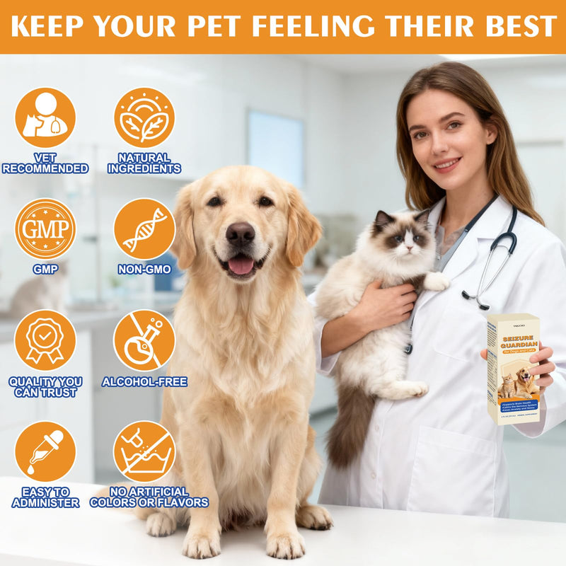 Seizure Guardian for Dogs and Cats, Herbal Nervous System Support with Skullcap, Passionflower, Wild Oat & Ashwagandha – Helps with Occasional Shaking & Muscle Tension, Easy Touse - 59 mL