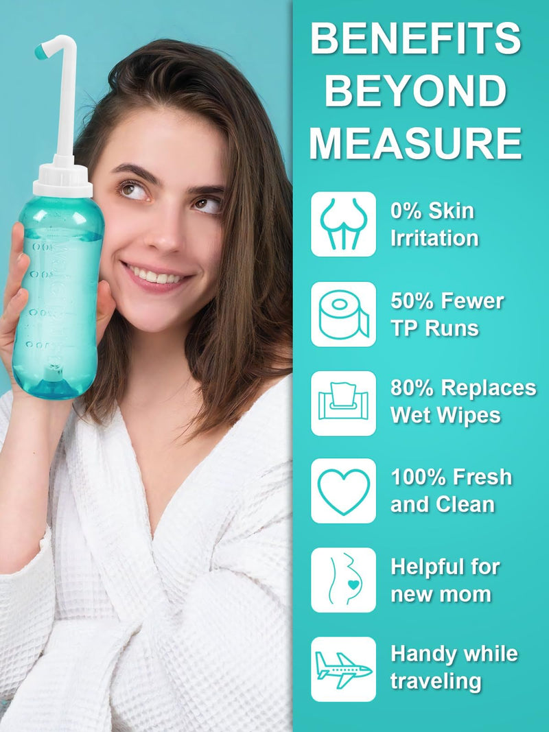 Peri Bottle for Postpartum Travel Bidet - Perineal Care,Portable Travel Squeeze Bottle Bidet for Women Personal Hygiene Cleaning,2 Tubes for Baby Mom After Birth Cleansing and Recovery 16.9OZ(Green) Green postpartum peri bottle