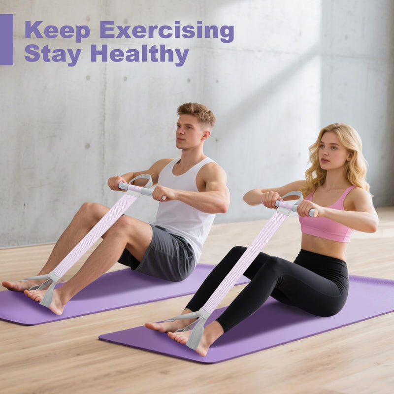 Women Workout Resistance Band with Handle and Pedal, Non-Slip Elastic Bands, 120lb Physical Therapy Bands Purple Band + Stick