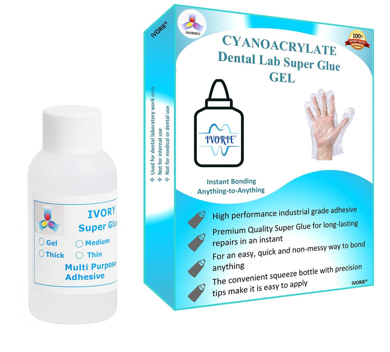 Dental Lab Super Glue Adhesive Instant Bonding - Gel (2oz) 2 oz