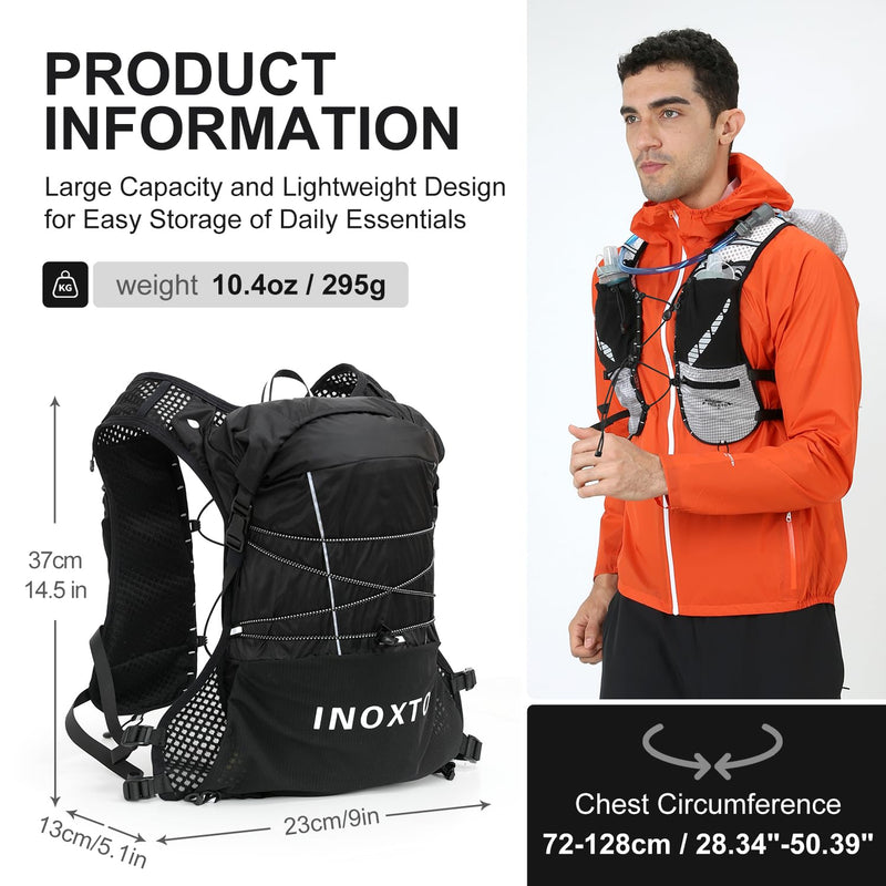 Running Hydration Vest Backpack, Lightweight Water Backpack with 1.6L Water Bladder Daypack for Women Men,Adjustable Running Vest Pack for Trail Running Hiking Cycling Race Marathon Black