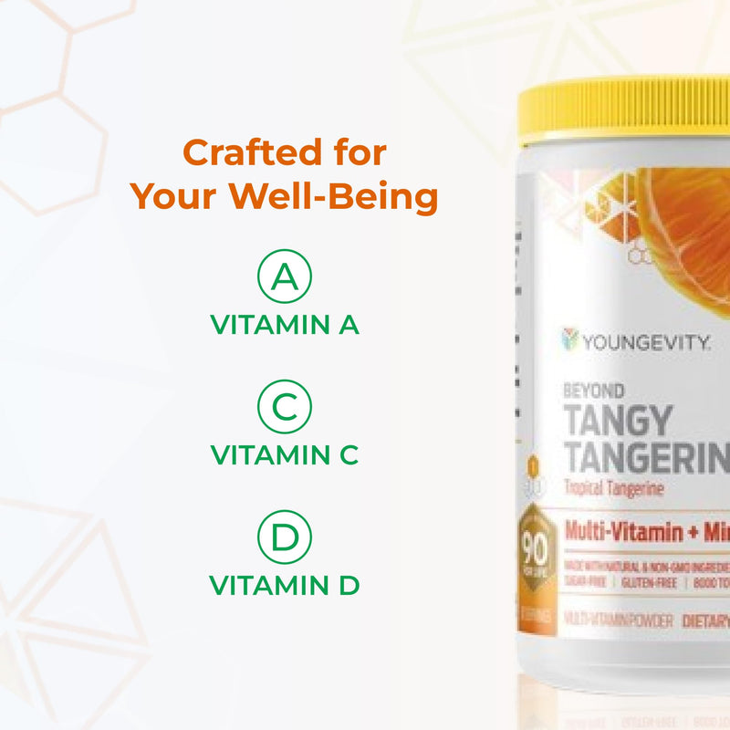 Youngevity Beyond Tangy Tangerine 2.5 Multivitamin Powder, 30 Servings | High-potency vitamins and minerals, natural whole foods, synergistic cofactors, non-GMO, sugar-free, gluten-free, 8,000 ORAC 1