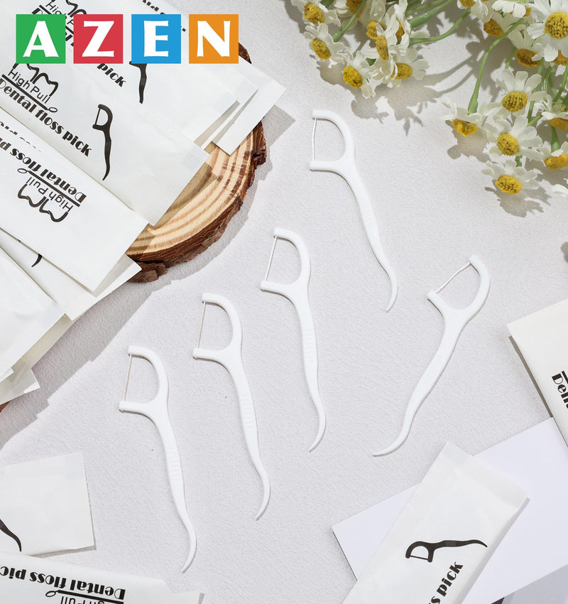 AZEN 300 Count Dental Floss Bulk, Individually Wrapped Floss Picks, Toothpicks Flossers for Adults, Ideal Travel Flossers for Deep Cleaning 1 Count (Pack of 300)