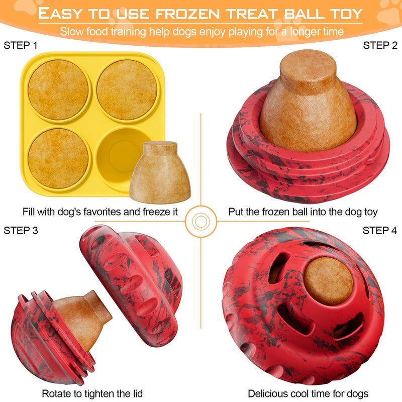 Dog Toys to Keep Them Busy,Frozen Treat Dog Enrichment Toys,Slow Food Training to Relieve Boredom and Stimulating,Dog Puzzle Treat Food Dispensing Ball Toy for Small Medium Large Dogs Red - BeesActive Australia