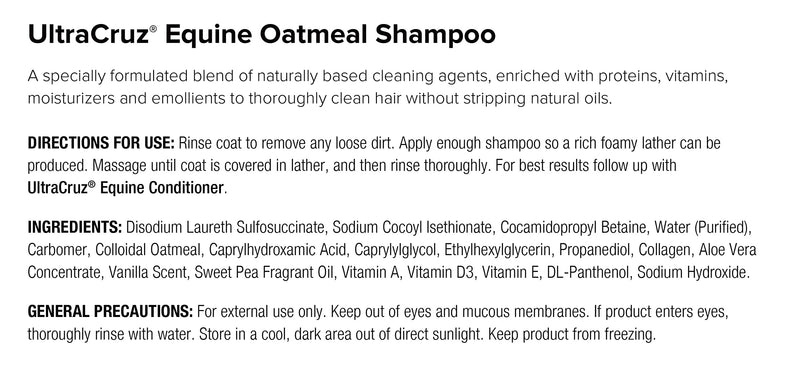 UltraCruz Equine Oatmeal Horse Shampoo, 32 oz,sc-395310,White - BeesActive Australia