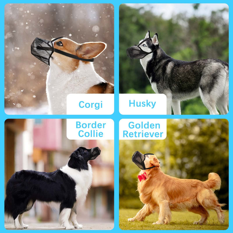 Muzzle for dogs, FWLWTWSS dog muzzle with rounded mesh and adjustable loop, dog muzzle for small, medium and large dogs prevents biting, chewing and barking (S) S - BeesActive Australia