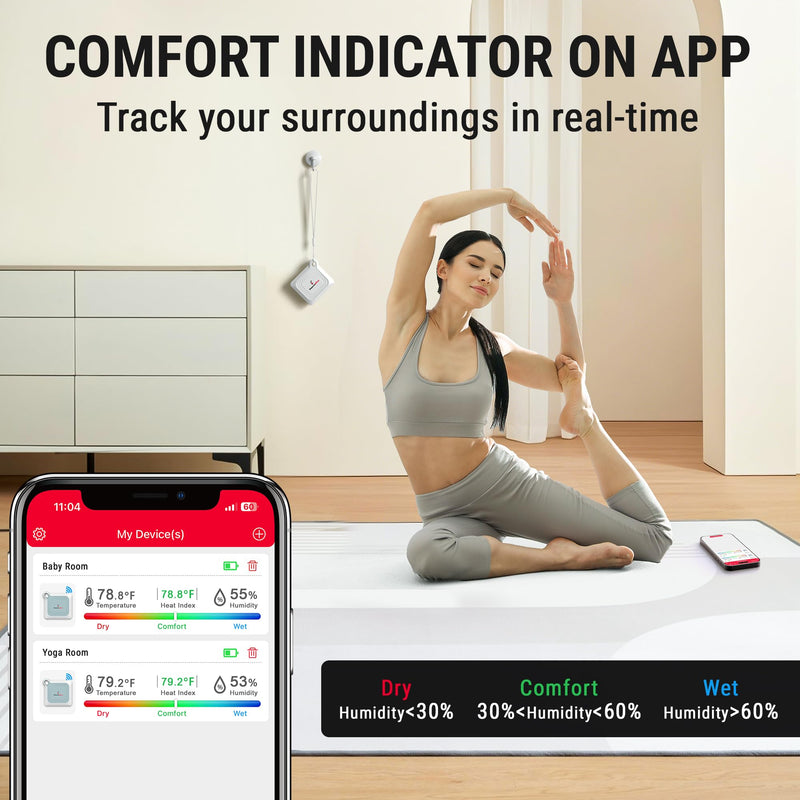 ThermoPro Bluetooth Thermometer Hygrometer, 260FT Range Temperature Sensor Greenhouse Thermometer, Remote App Control Temperature and Humidity Monitor with 2-Year Data Logging Export (TP351) 1 - BeesActive Australia