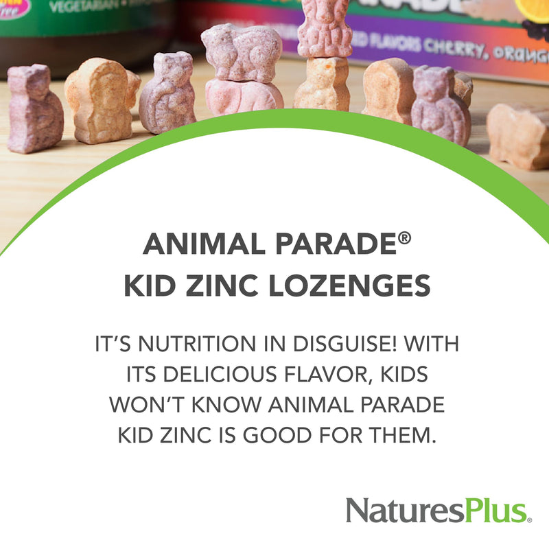 NaturesPlus Animal Parade KidZinc, Tangerine Flavor - 90 Animal-Shaped Lozenges - Organically Chelated Zinc - Vegan, Gluten Free - 90 Servings