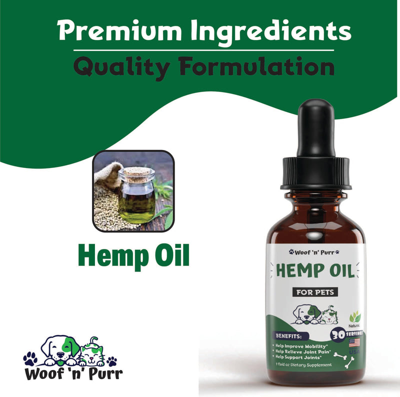 Hemp Oil for Dogs & Cats - Pet Hemp Oil for Dogs - Hemp Oil for Cats - Hemp for Dogs - Hemp for Dogs Anxiety and Stress Relief - Dog Hemp Oil - Hemp for Cats - Hemp Oil for Dogs Pain Relief - 1 fl oz