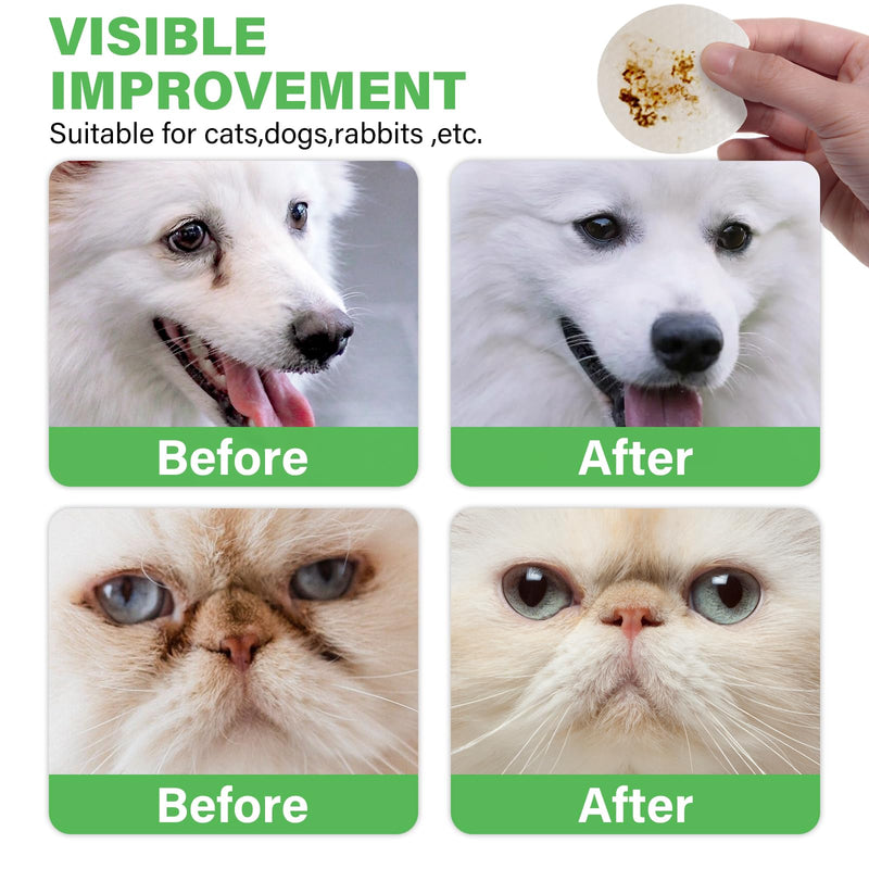 Dog Eye Wipes - Tear Stain Remover for Dogs, Gentle Formula for Cats and Dogs, Quick Care for Bright Fur, Thick, Soft and Skin-Friendly, 120pcs 120ct - PawsPlanet Australia