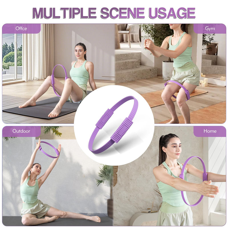 Pilates Ring Circle, 13.5" Magic Circle Ring for Women, Flexible Resistance Exercise Equipment for Toning Thighs, Legs, Arms & Core Purple