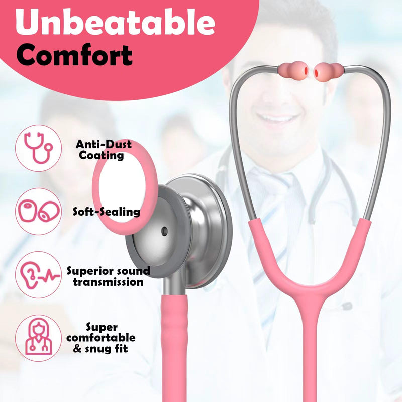 Silicone Ear Tips Earbud Replacement for Littmann Stethoscopes - Comfortable Fit Littman Ear Tips ReplacementÔºåStethoscope Ear Pieces,Cardiology IV Parts & Littmann Stethoscope Parts (pink) pink - BeesActive Australia
