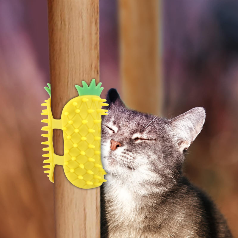 Self Cleaning Cat Brush, 2-in-1 Tickling Comb Pet Brush Silicone Tickling Artifact Cat Grooming Shedding Brush Cat Corner Scartcher for Short/Long Hair Cats Dogs Pets (Pineapple Style) - BeesActive Australia