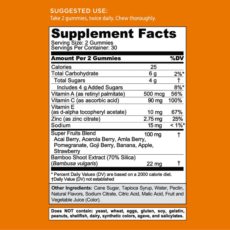 Goli Superfruits Beauty Gummies with Bamboo Silica - Vitamins A, C, E, Zinc - Collagen Support with Superfruit Blend - Vegan, Non-GMO, Gluten-Free, 120 Count (2 Pack) 60 Count (Pack of 2)