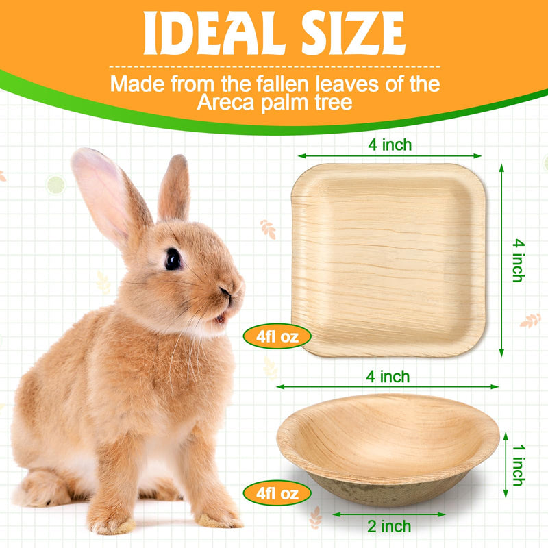 50 Pcs Palm Leaf Disposable Plates Bowls Set for Bunny 4", Sturdy Bamboo Party Bowls Decorative Compostable Tableware for Birthday Outdoor BBQ Picnic Wedding - BeesActive Australia