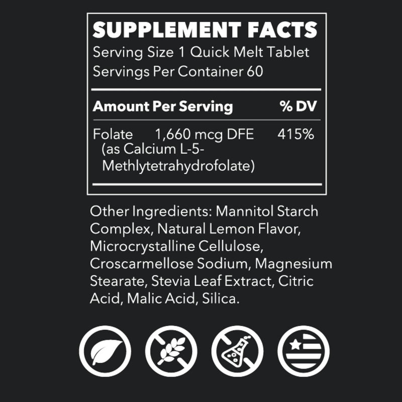 LifeSeasons Essentials Methyl Folate Quick Melts – 5-MTHF Folate Supplement – Supports Methylation Cycle Function & Cellular Health – Lemon Flavor – 60 Quick Melts