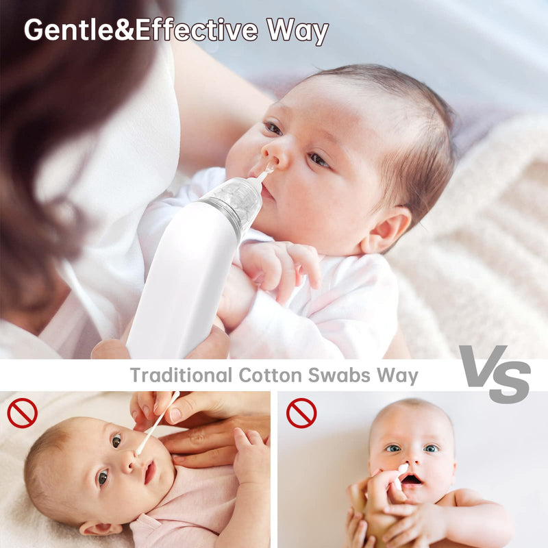 Nasal Aspirator for Baby, Electric Nose Aspirator for Toddler, Nose Sucker with Powerful Suction, Auto Nose Cleaner with 3 Silicone Tips, Adjustable Suction Level, Music and Light Soothing Function - BeesActive Australia