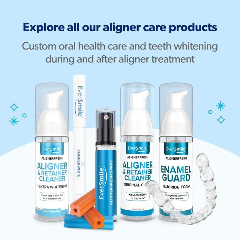 EverSmile AlignerFresh Original Clean Foam – Cleaner Compatible w/Invisalign and All Clear Aligners & Retainers – Eliminates Bacteria, Whitens Teeth, Fights Bad Breath – 50ml (1 Pack) Original Clean Fresh Mint 50mL 1-Pack