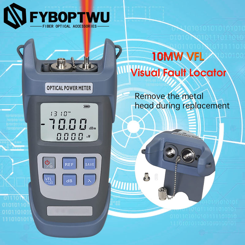 2pcs 3 in 1 Function Fiber Optic Tester Portable Optical Power Meter (FC/SC/ST) & VFL-10 Visual Fault Locator & LED Lighting, OPM & VFL Fiber Optic Tester, Range: (-70) dBm ~ (+10) dBm 2 - BeesActive Australia