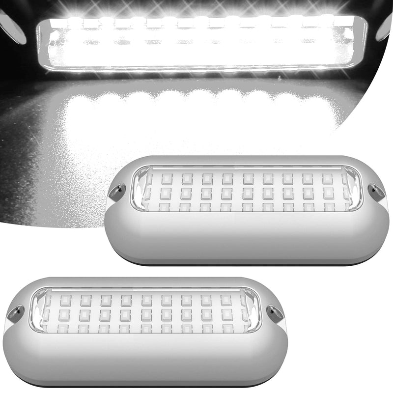 HUSUKU SOOP3 Mini 50W 27LED Waterproof Stainless Steel Transom Led Light, High-Intensity Marine Led Underwater Lights (2 pcs) 3.7" 27LED White (2PCS) - BeesActive Australia