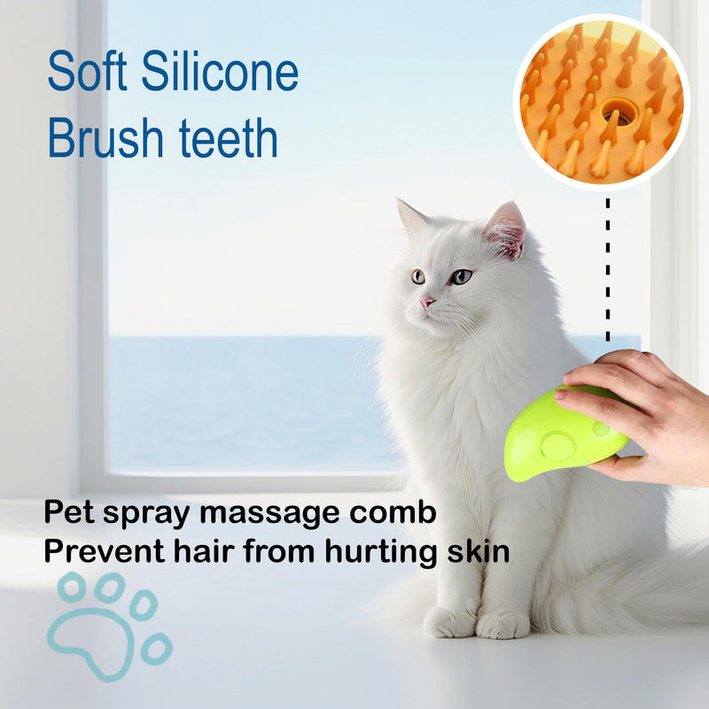 Cat Steamy Brush, Grooming Tool for Cats and Dogs with Steam Function, Massage, and Shedding Hair Removal - Ideal for Pets, Featuring Weighted Blanket Technology, Hair Brush, 3 in 1 - BeesActive Australia