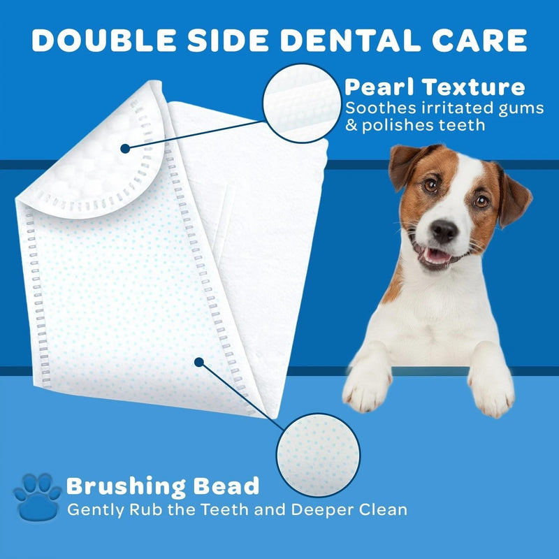 FPN Pet Dog teeth cleaning Finger Wipe – 50-Count Disposable Teeth & Gum Cleaning Dental Wipes for Dogs & Cats, Embossed Finger Pads for Plaque & Tartar Removal, Breath Freshening, No-Rinse Oral Care