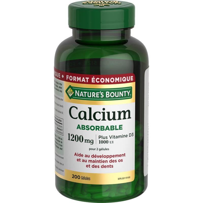 Nature's Bounty Absorbable Calcium 1200mg plus Vitamin D3 1000IU 200 count