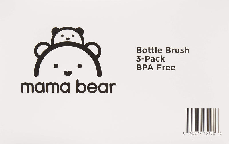 Amazon Brand - Mama Bear Bottle Brush (Pack of 3), White 3 Count (Pack of 1)