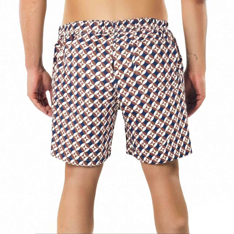 SUNDAY ROSE Mens Swim Trunks with Mesh Lining Quick Dry Swim Shorts Bathing Suit for Men Black Net/ Dark Grey Roller/ Brown Roller Large