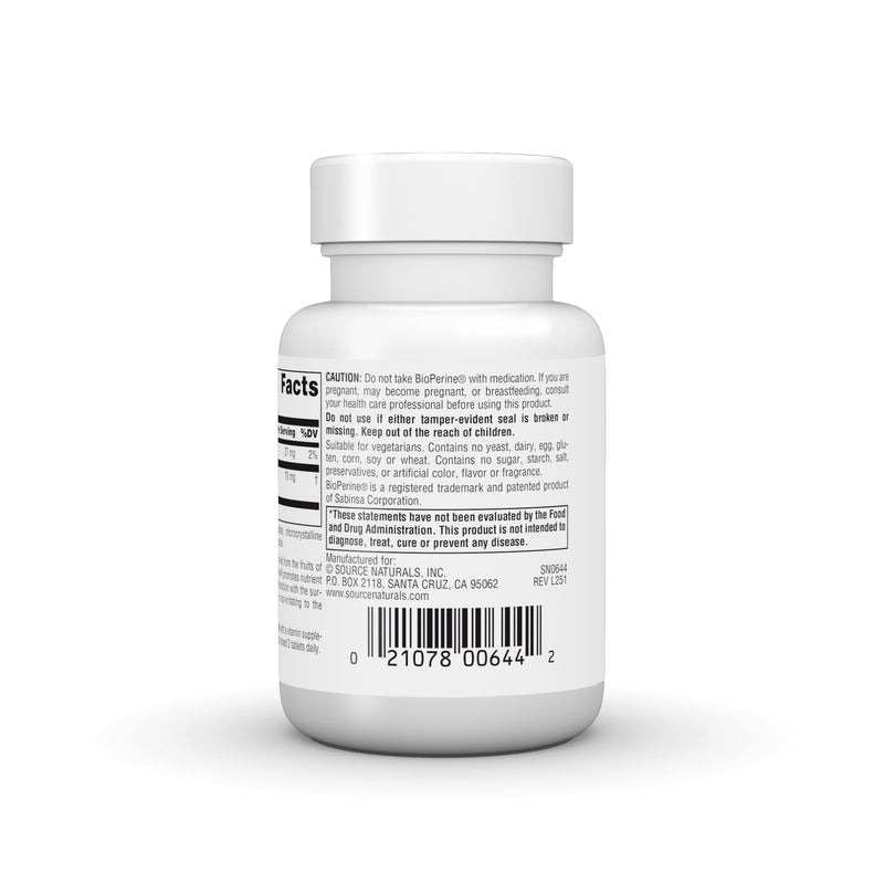 Source Naturals BioPerine, 10 mg -120 Tablets | Black Pepper Fruit Extract | Promotes Nutrient Absorption*