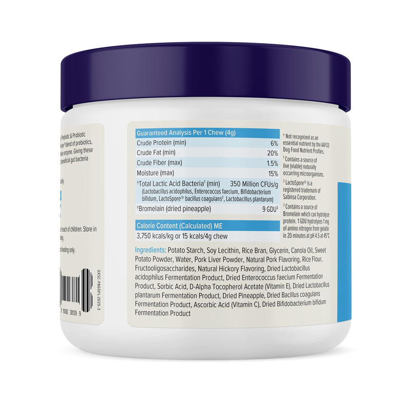 Vetnique Glandex for Dogs Prebiotic & Probiotic Supplement Chews 60 Count Bacon Flavor Plus Glandex Anal Gland Support Chews 60 Count Peanut Butter Flavor, 5-Strain Probiotics for Dogs Bundle