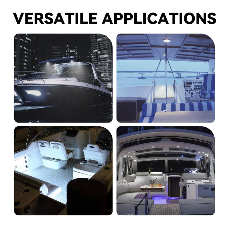 Boat Courtesy Lights, IP68 Waterproof Boat Interior Lights, Marine Navigation Stern Courtesy Night Fishing Lights, Stainless Steel Marine LED Lighting for Pontoon Bass Sailboat(4PCS White)