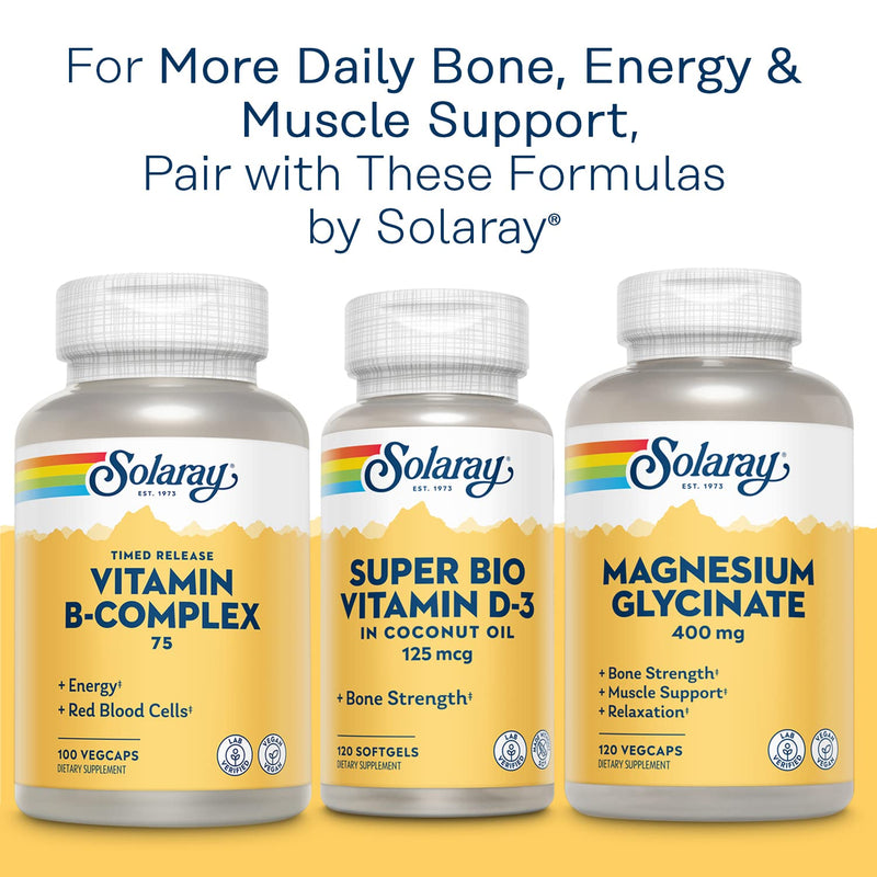 SOLARAY Calcium Magnesium Citrate 2:1 with Vitamin D3 K2, 180 Capsules | Bone, Heart, Muscle & Teeth Support - High Absorption Calcium & Magnesium Citrate with D3 & K2 - 30 Servings - Lab Verified 180 Count (Pack of 1)