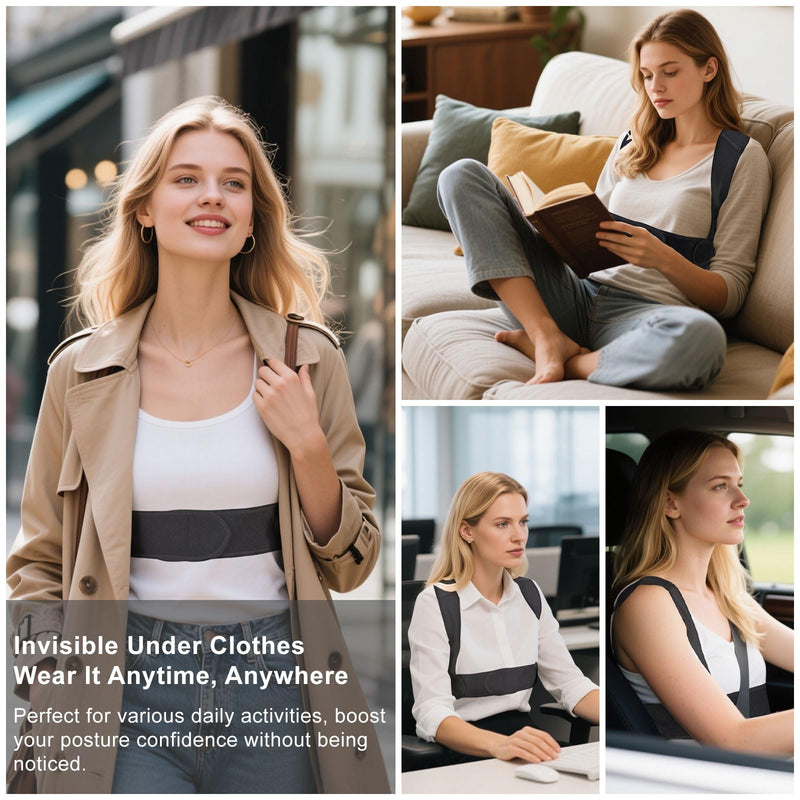 Posture Corrector for Women, Adjustable Back Straightener with Enhanced Support, Invisible Under Clothes, Breathable Upper Back Brace for Neck, Back Pain Relief, Correct Hunchback, Slouching, L/XL L/XL (Underbust: 35.5-45'')